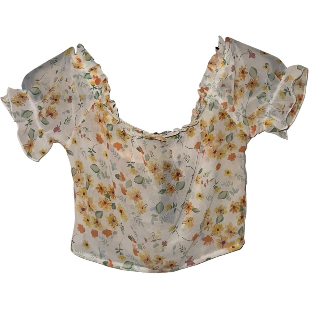 💡𝐍𝐖𝐓-𝐄𝐈𝐋𝐋𝐘 𝐁𝐀𝐙𝐀𝐑 𝐅𝐋𝐎𝐑𝐀𝐋 𝐙𝐈𝐏 𝐒𝐈𝐃𝐄 𝐕 𝐍𝐄𝐂𝐊 𝐂𝐑𝐎𝐏 𝐓𝐎𝐏 - Picture 3 of 6